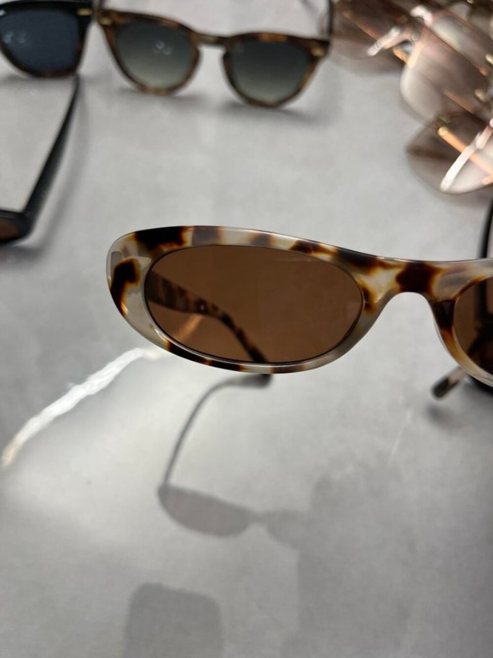 AIRE Avior Sunglasses Cookie Tort Narrow Cat Eye Brown Lens Slim - Picture 6 of 12